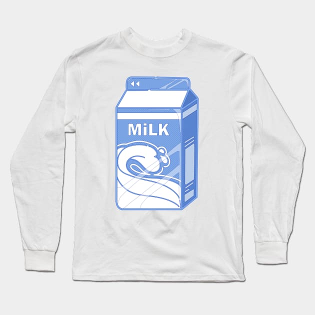 Cute aesthetic baby blue milk Long Sleeve T-Shirt by MinimalAnGo